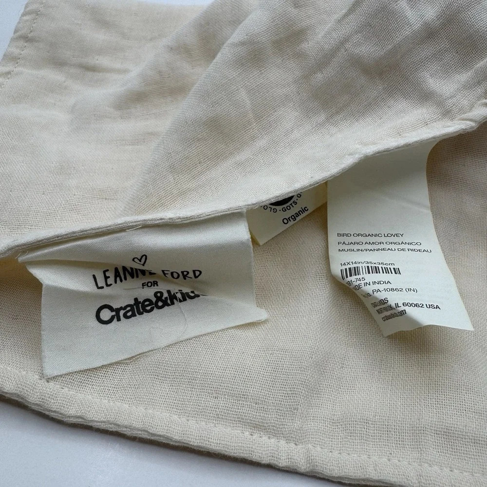 Leanne Ford Design Bird Organic Cotton Lovey Security Blanket Cream Crate Barrel